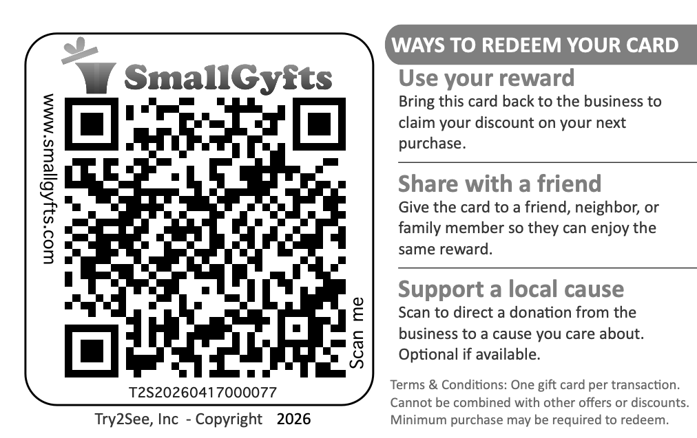 Back of the SmallGyfts reward card